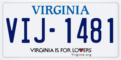 VA license plate VIJ1481
