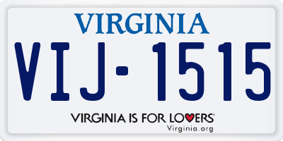 VA license plate VIJ1515