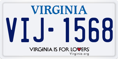 VA license plate VIJ1568