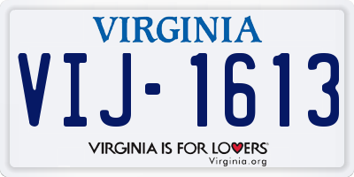 VA license plate VIJ1613