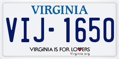 VA license plate VIJ1650