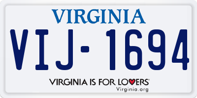 VA license plate VIJ1694