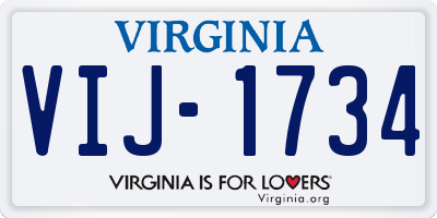 VA license plate VIJ1734