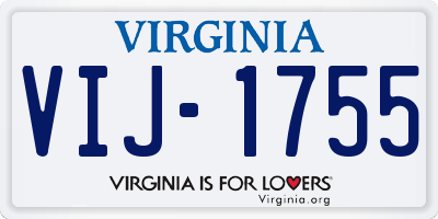 VA license plate VIJ1755