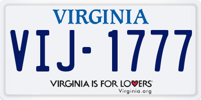 VA license plate VIJ1777