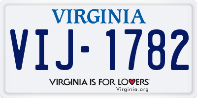 VA license plate VIJ1782