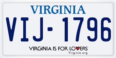 VA license plate VIJ1796