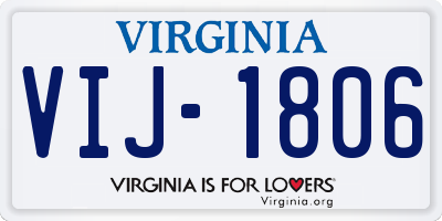 VA license plate VIJ1806