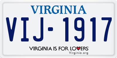 VA license plate VIJ1917