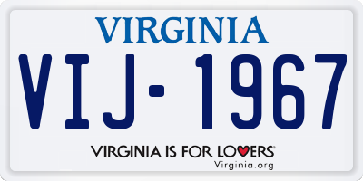 VA license plate VIJ1967