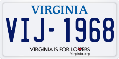VA license plate VIJ1968