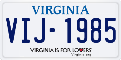 VA license plate VIJ1985