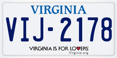 VA license plate VIJ2178