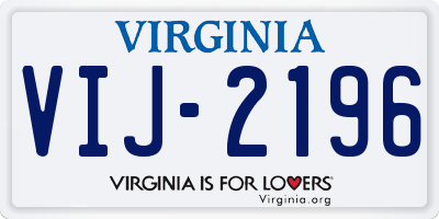 VA license plate VIJ2196