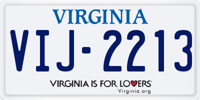 VA license plate VIJ2213