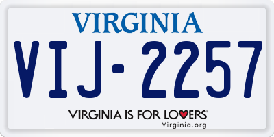 VA license plate VIJ2257