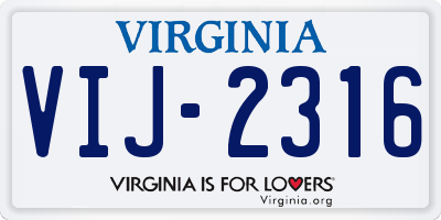 VA license plate VIJ2316