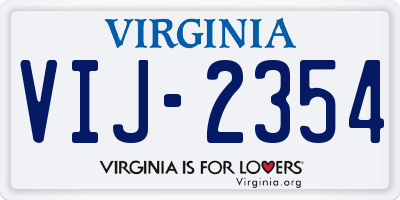 VA license plate VIJ2354