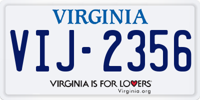 VA license plate VIJ2356