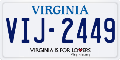 VA license plate VIJ2449