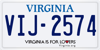 VA license plate VIJ2574