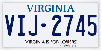 VA license plate VIJ2745