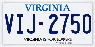 VA license plate VIJ2750