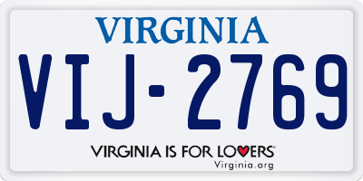 VA license plate VIJ2769