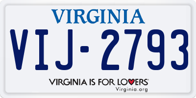 VA license plate VIJ2793