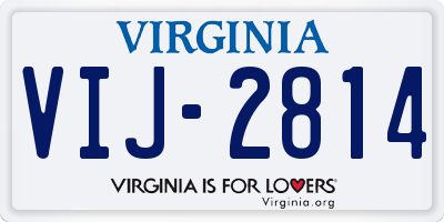 VA license plate VIJ2814