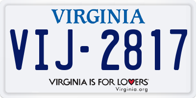 VA license plate VIJ2817