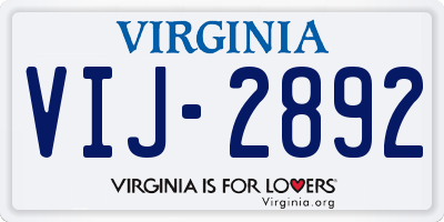 VA license plate VIJ2892