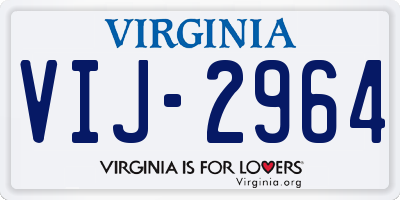 VA license plate VIJ2964