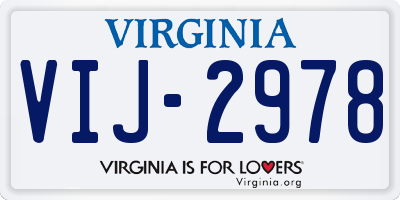 VA license plate VIJ2978