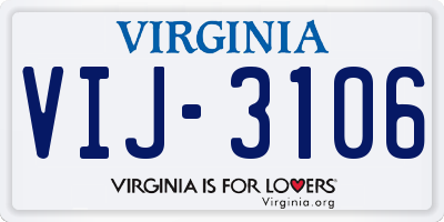 VA license plate VIJ3106