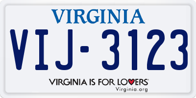 VA license plate VIJ3123