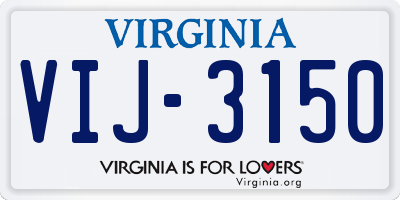 VA license plate VIJ3150