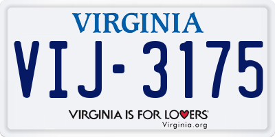 VA license plate VIJ3175
