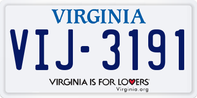 VA license plate VIJ3191