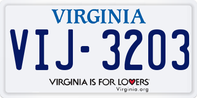 VA license plate VIJ3203