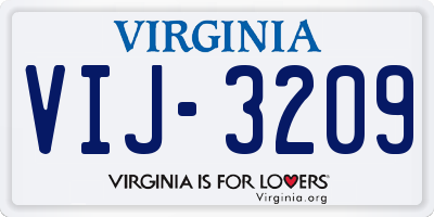 VA license plate VIJ3209