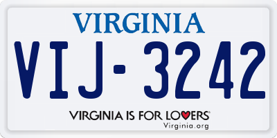 VA license plate VIJ3242