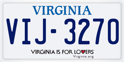 VA license plate VIJ3270