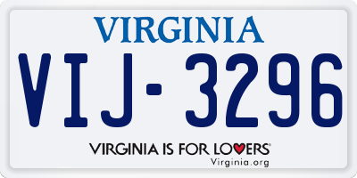 VA license plate VIJ3296