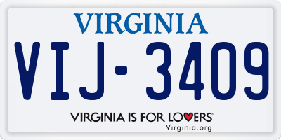 VA license plate VIJ3409