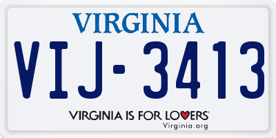 VA license plate VIJ3413