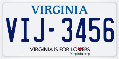 VA license plate VIJ3456