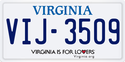 VA license plate VIJ3509