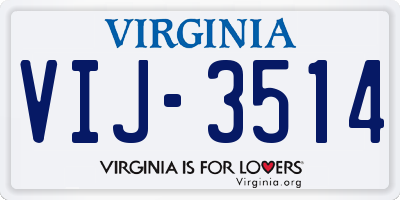 VA license plate VIJ3514