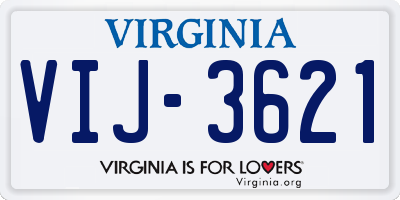 VA license plate VIJ3621
